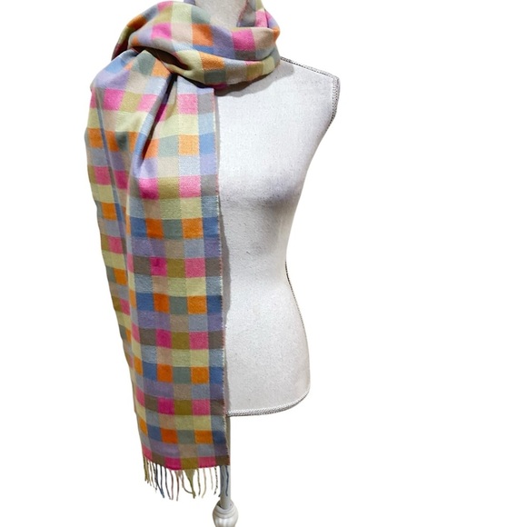 Unbranded Multicolor pastel Checks Scarf rectangular fringe hem Supersoft 76x12 - Picture 1 of 7